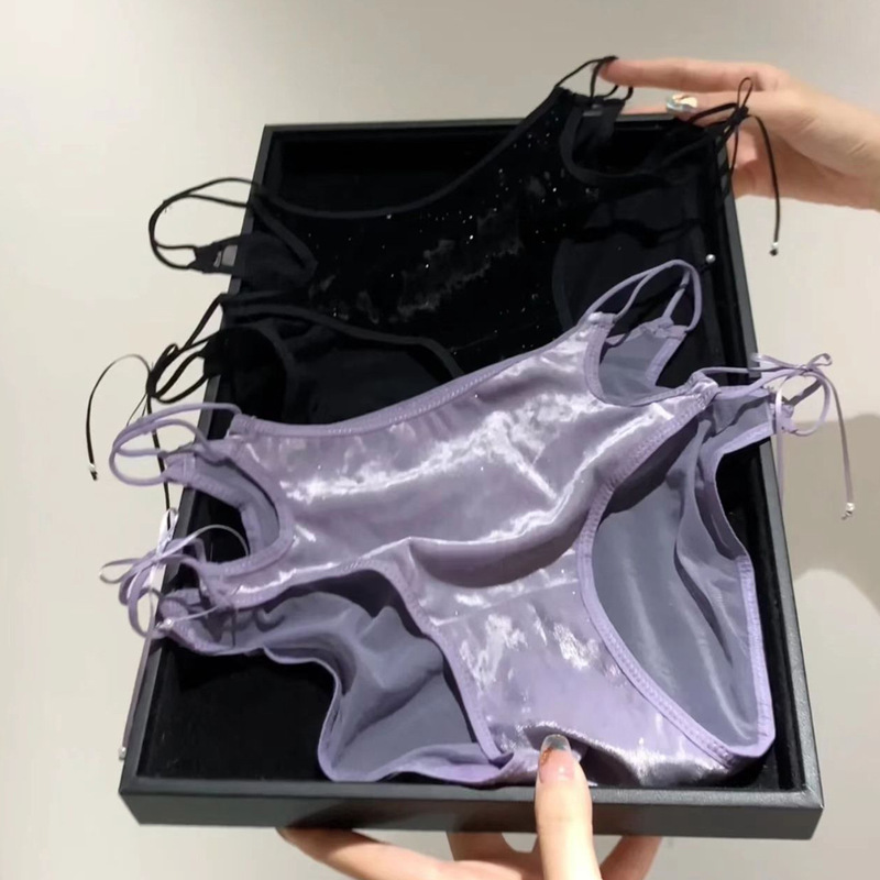 French Velvet Light Luxury Sexy Women's Panties, Mid-Low Waist, High Elasticity, Pure Desire, Hollow, Comfortable, Pure Cotton Crotch, Women's Briefs