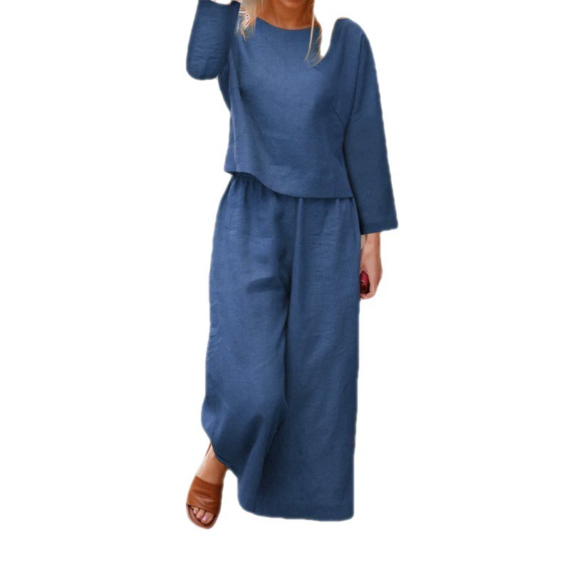 Two-piece women's shirt set, plus size, European style 2022, solid colors