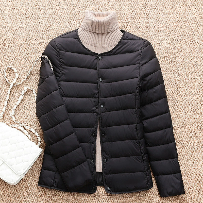 Lightweight Short Down Jacket with Liner - Slim Fit, Round Collar, Warm Inner Layer for chilly days