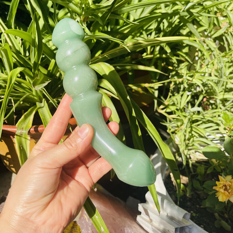 天然水晶绿东陵水晶按摩棒摆件 图 1