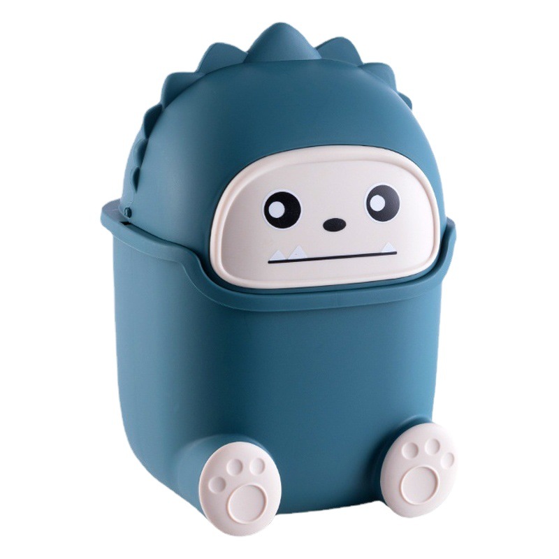 Pequeño monstruo basura puede escritorio hogar sala de estar Flip Cubo de almacenamiento de basura plástico Mini Oficina de almacenamiento de papel canasta