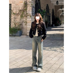 黑色小香风外套女秋冬季套装春季开春高级感春秋韩系穿搭短款上衣