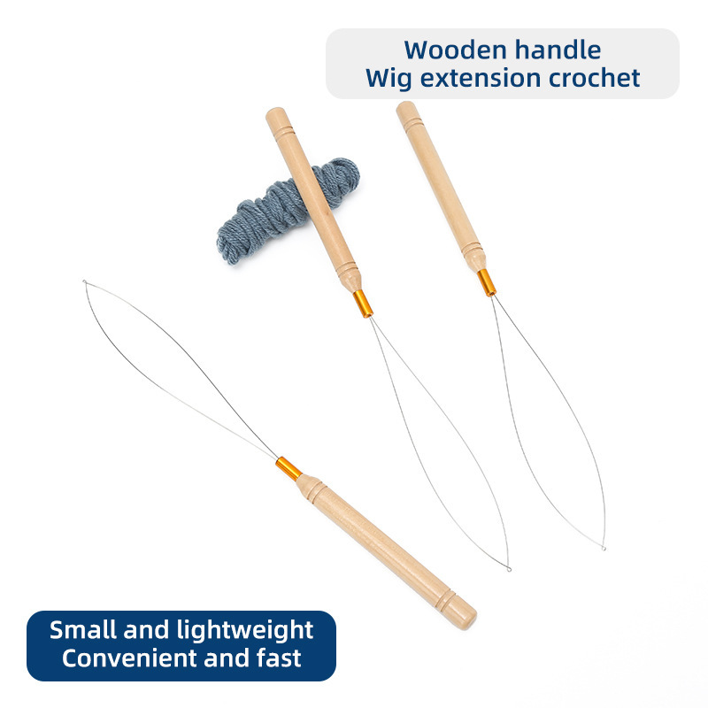 Nuevo adaptador de mango de madera transfronterizo Tufting gun enhebrador de punto de cruz enhebrador de punto de cruz ganchillo de peluca