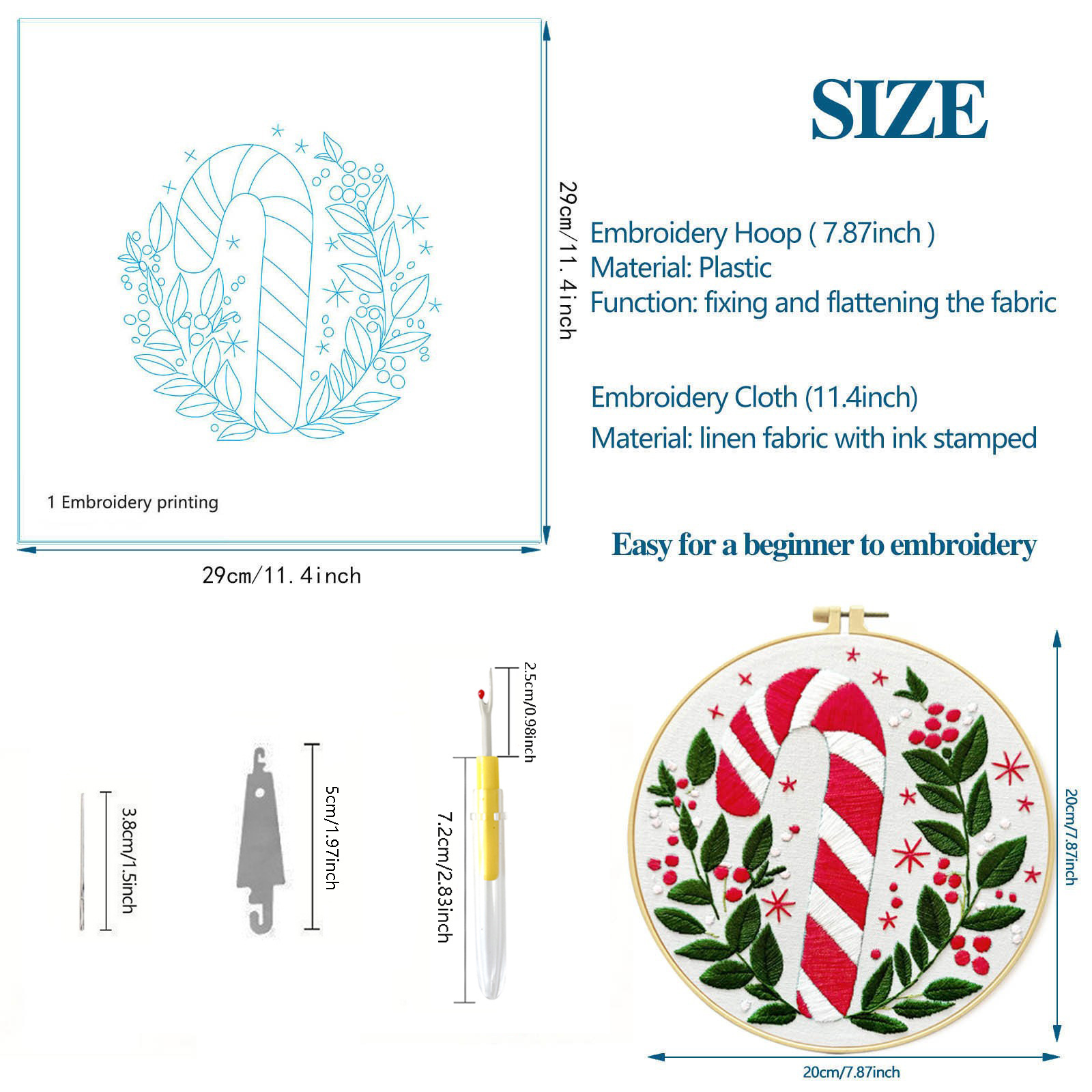 2025 Nuevo producto transfronterizo Christmas Embroidery Christmas Series Diy Paquete de material bordado a mano