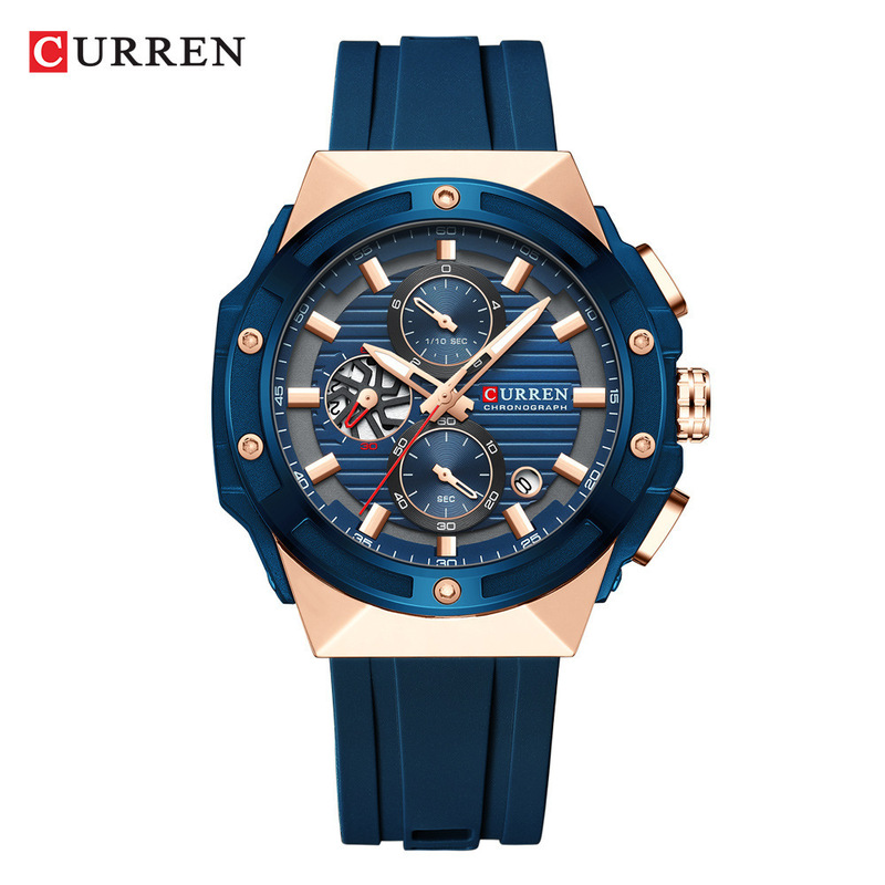 Curren 8462 Fashionable Sports Men's Watch Multi-Functional Six-Hand Calendar Waterproof Silicone Strap Watch Curren 8462 Fashionable Sports Men's Watch Multi-Functional Six-Hand Calendar Waterproof Silicone Strap Watch