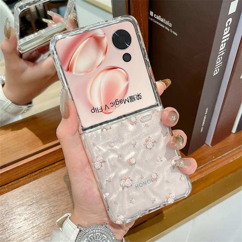 Transparent Folding Phone Case For Honor Magic V Flip With Bracelet_voghion.com