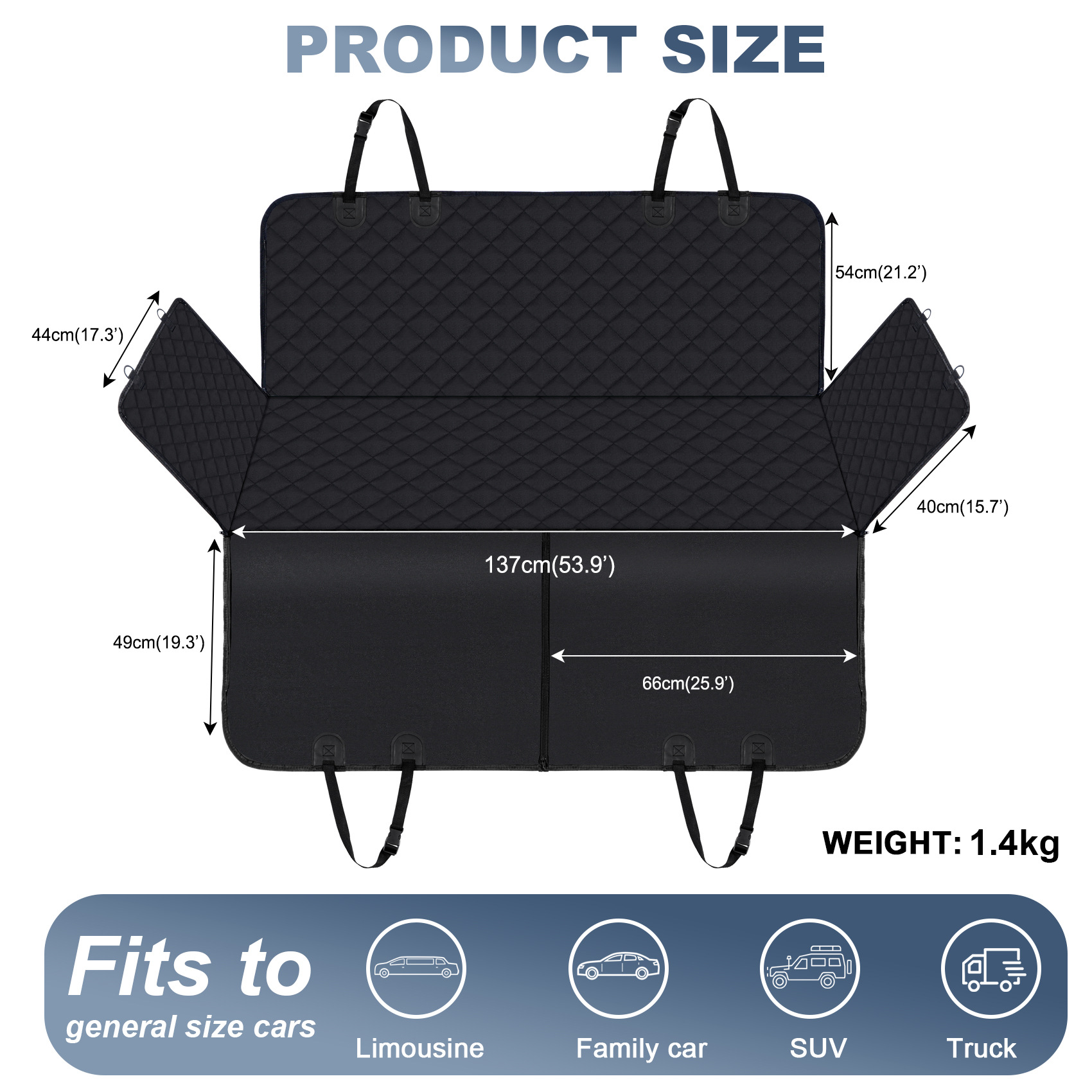 Almohadilla para mascotas para automóvil Gran puerto de red desmontable resistente al desgaste