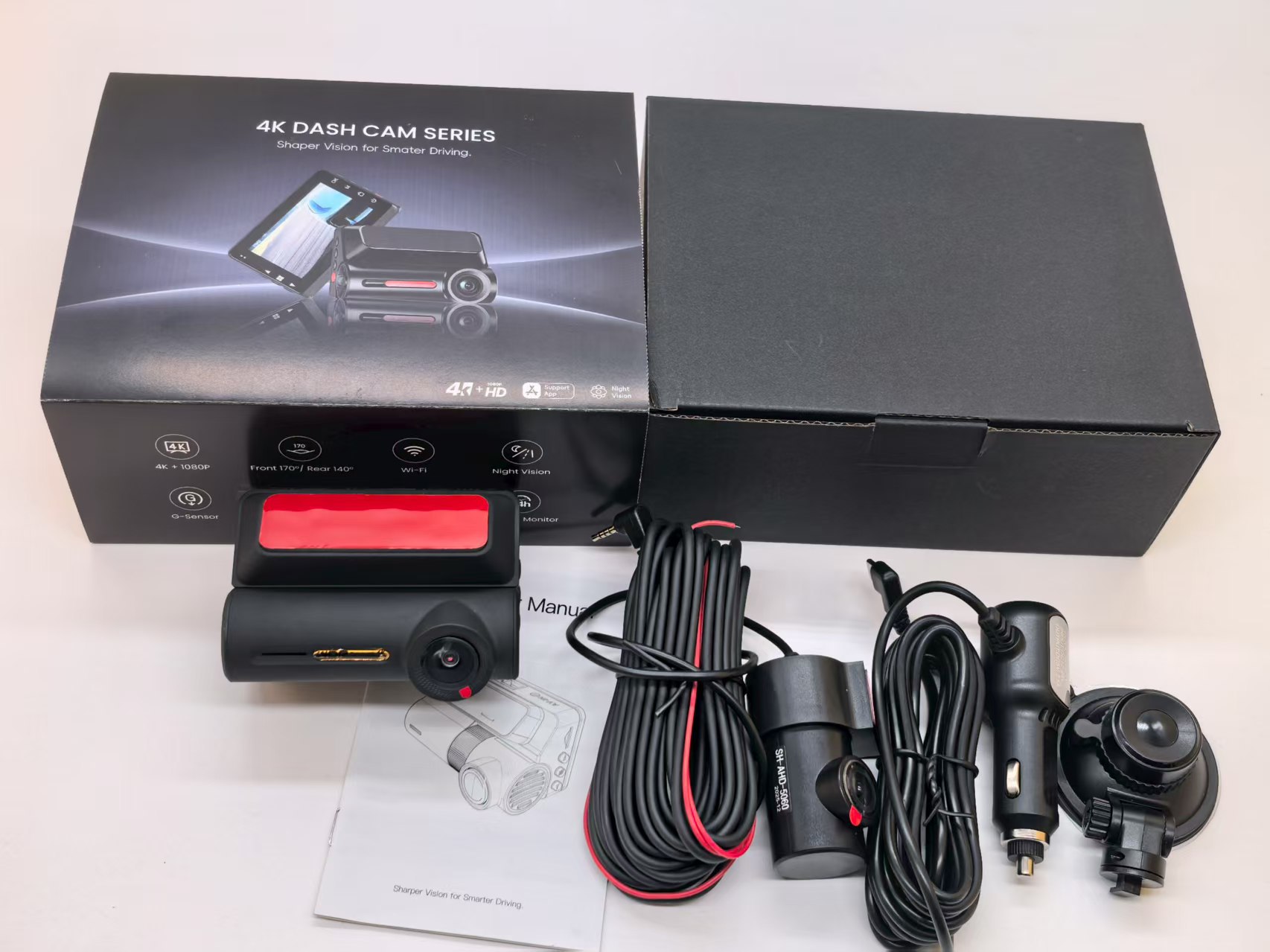New Model of Car Dash Cam with 4K High-Definition Night Vision, Wifi Mobile Phone Connectivity, Dual Recording Front and Rear, and 24-Hour Monitoring
