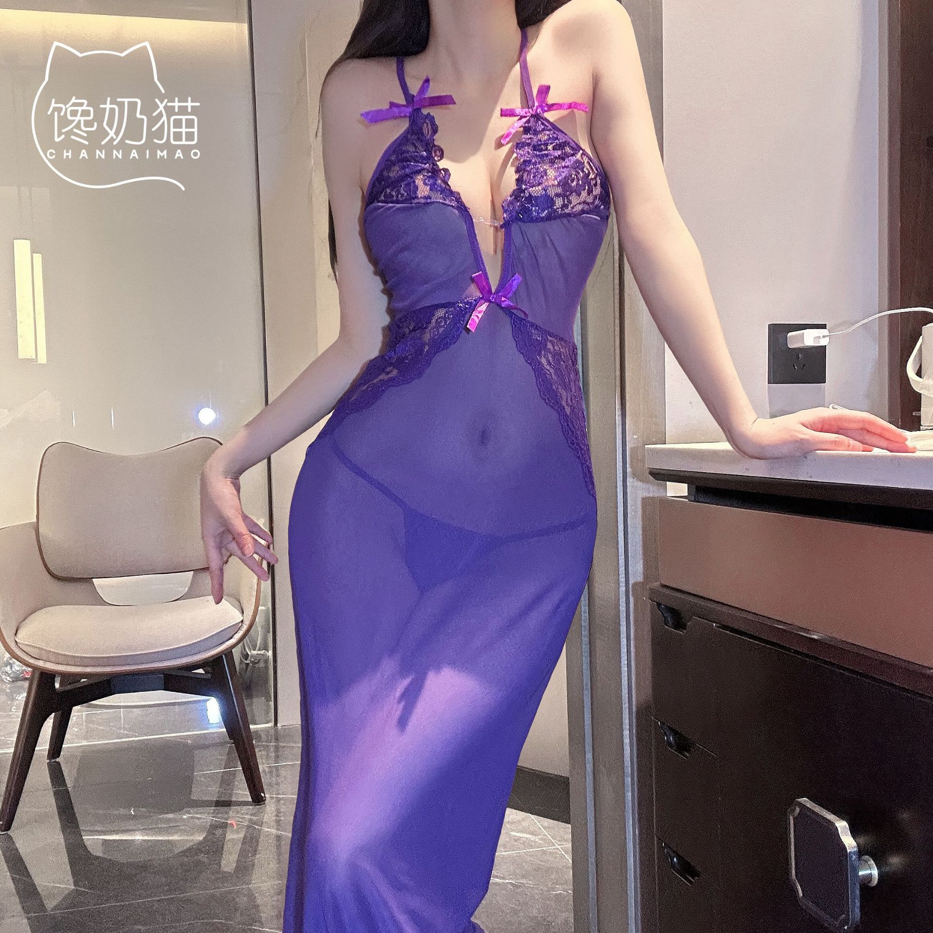 밀크캣 섹시 속옷, 시스루 레이스 드레스, 나이트클럽, 타이트한 잠옷, 섹시 롱 스커트 B28