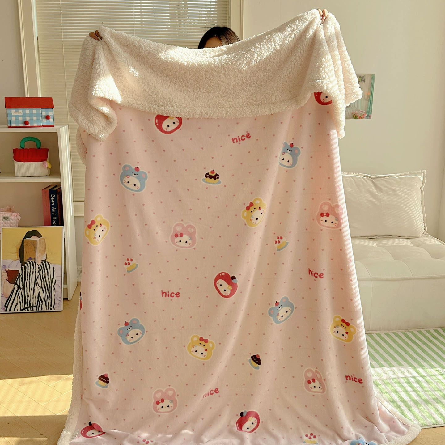 Новое Cartoon Milk Velvet Lamb Velvet Blanket Autumn and Winter Thickened Nap Blanket Office Lunch Break Air Conditioning Velvet Blanket Cover