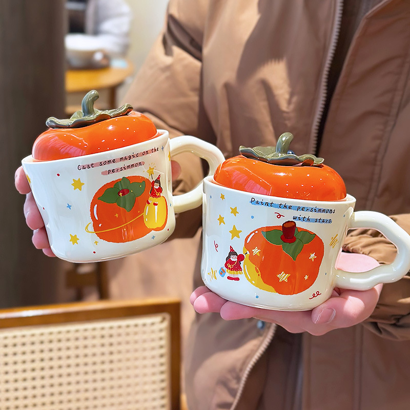 Taza de Cerámica para Café con Tapa Resistente a Altas Temperaturas para Año Nuevo