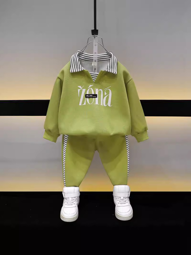 6381 Traje deportivo de primavera y otoño para niños 2025 nueva ropa de otoño para niños suéter casual de manga larga bebé otoño moda