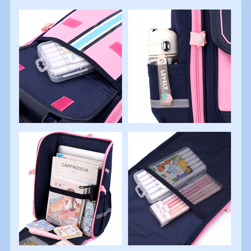 Mochila escolar para estudiantes de primaria 2024 nuevo estilo de primer, segundo, tercer a sexto grado, ligero, reducción de la carga, transpirable, doble hombro para niños