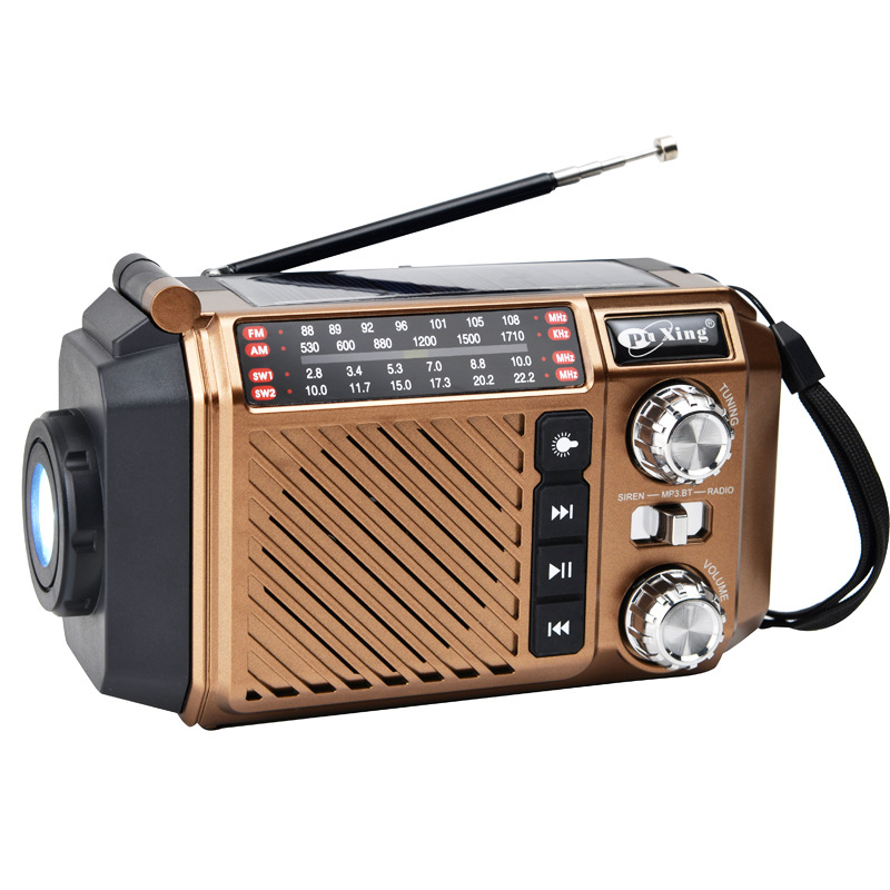 Radio de emergencia de preparación para el combate portátil transfronteriza, prevención de desastres, linterna multifuncional, generación de energía de manivela, carga de teléfono móvil, energía solar