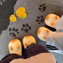 可爱小猫加绒女靴秋冬季棉拖鞋女室内家居保暖加绒棉鞋eva外穿