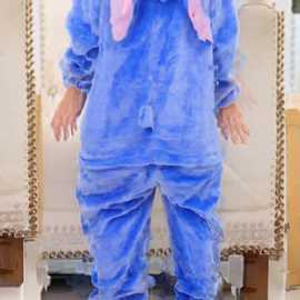 成人法兰绒卡通动物蓝粉星际宝贝连体睡衣如厕版儿童演出连体服