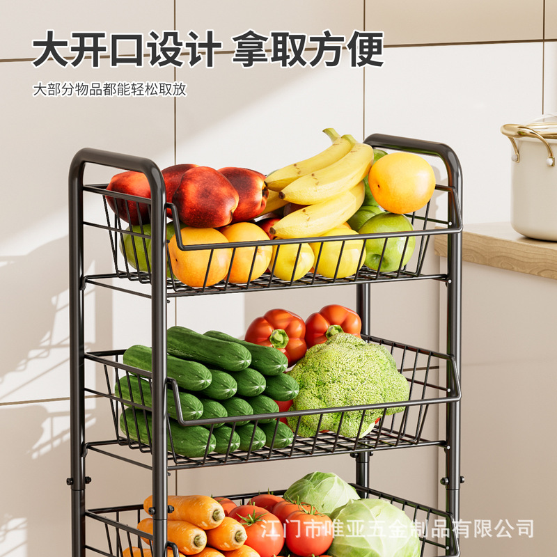 厨房菜篮子置物架多层落地可移动放水果蔬菜收纳家用多功能小推车|undefined