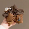 5# bear bubble 3d bow brown plaid, approximately 13cm