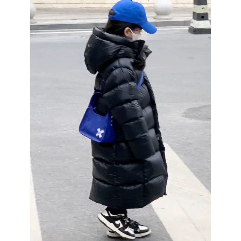 Velvet children's short long down jacket for boys