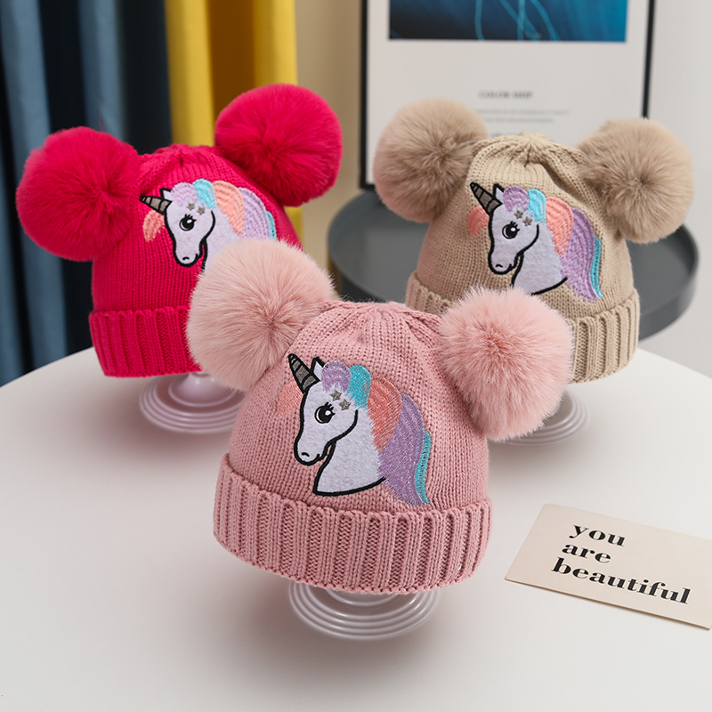 Girl's Cartoon Style Cute Simple Style Unicorn Wool Cap display picture 2