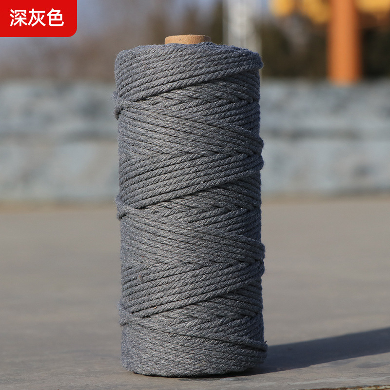 Cuerdas de algodón de color transfronterizas tejidas de algodón 2mm3mm4mm cuerdas de algodón hechas a mano cuerdas decorativas DIY cuerdas de algodón de color colgantes