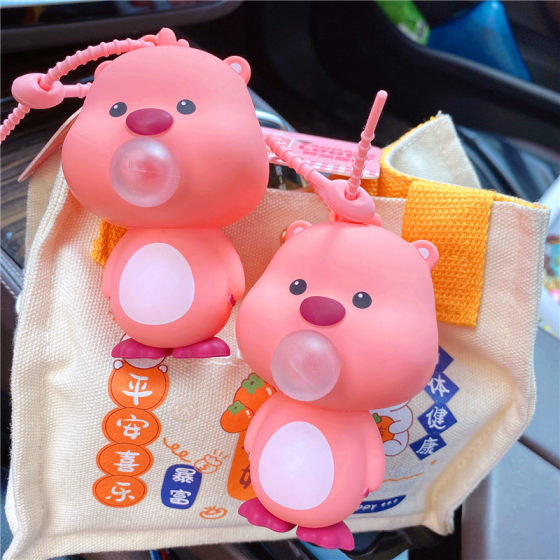 New Ruby LOOPY will spit bubbles keychain decompression pinch le beaver car key chain pendant