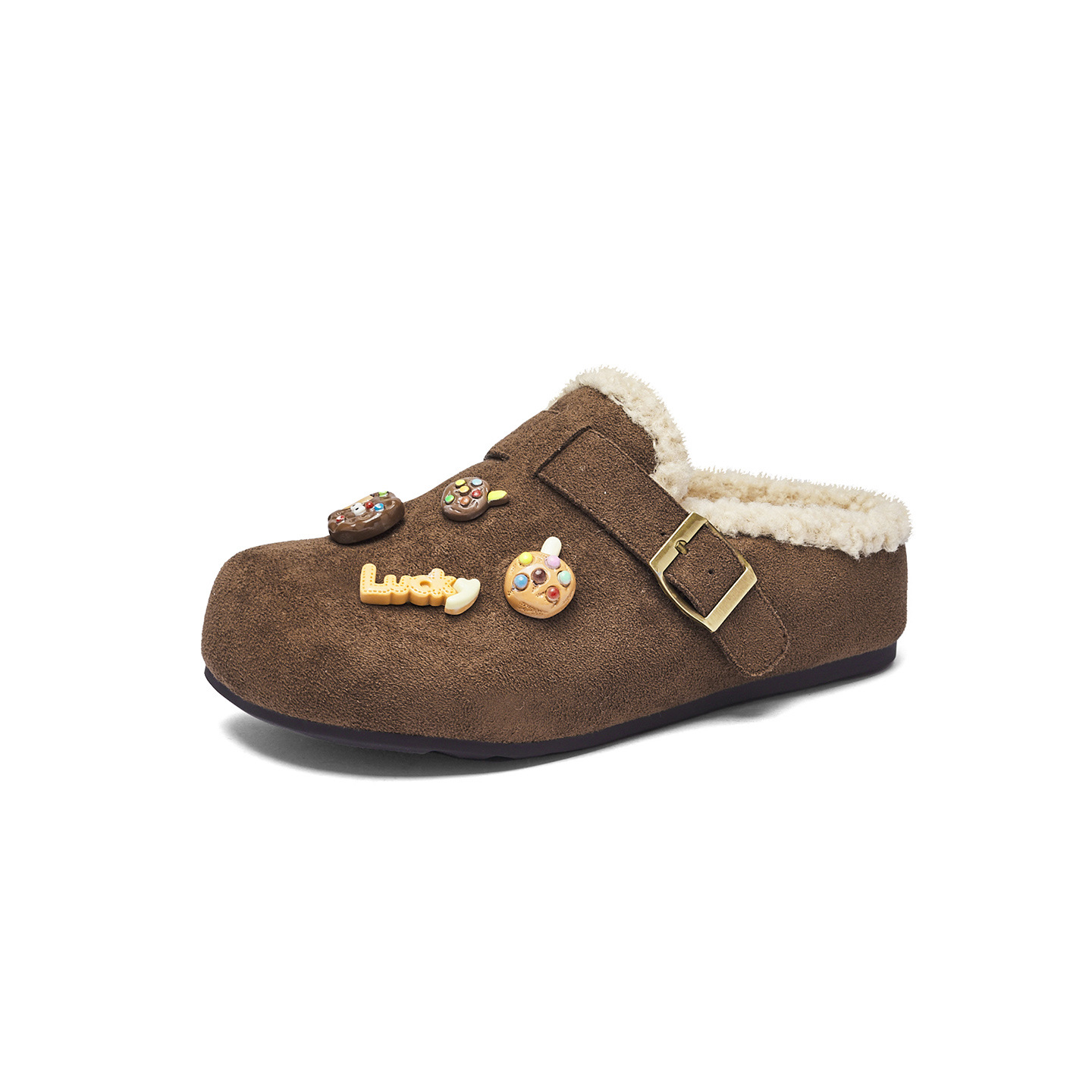 Antiguo león Dengjia veludo Bocken zapatillas para mujeres 2026 nueva primavera un pie agujero agujero zapatillas de pelo