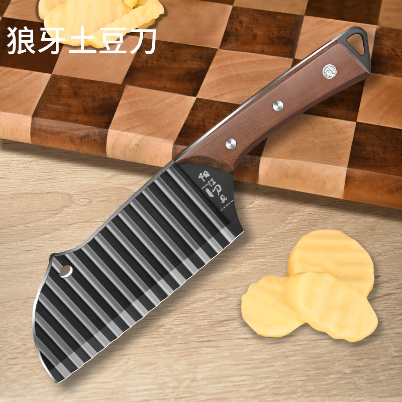 Patatas fritas, cuchillo de dientes de lobo, cuchillo de cocina, cortador de verduras, patatas al por mayor