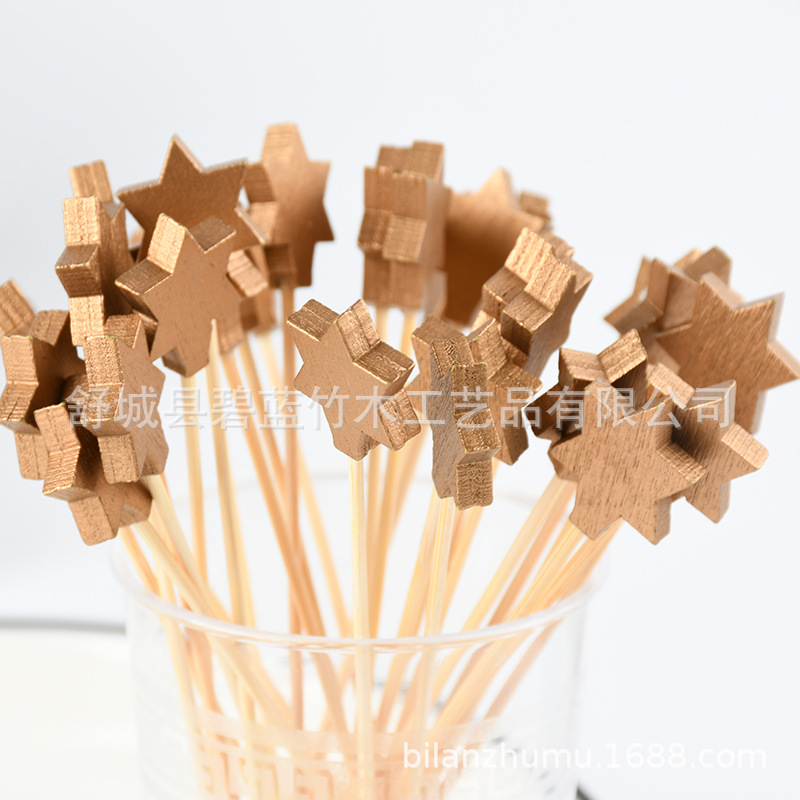 Hexagonal al por mayor marca de fruta creativa de bambú desechable restaurante supermercado prueba marca creativa de bambú