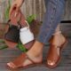 2025 simple women's summer new one-word flat slippers daily beach slippers plus size foreign trade woven solid color women