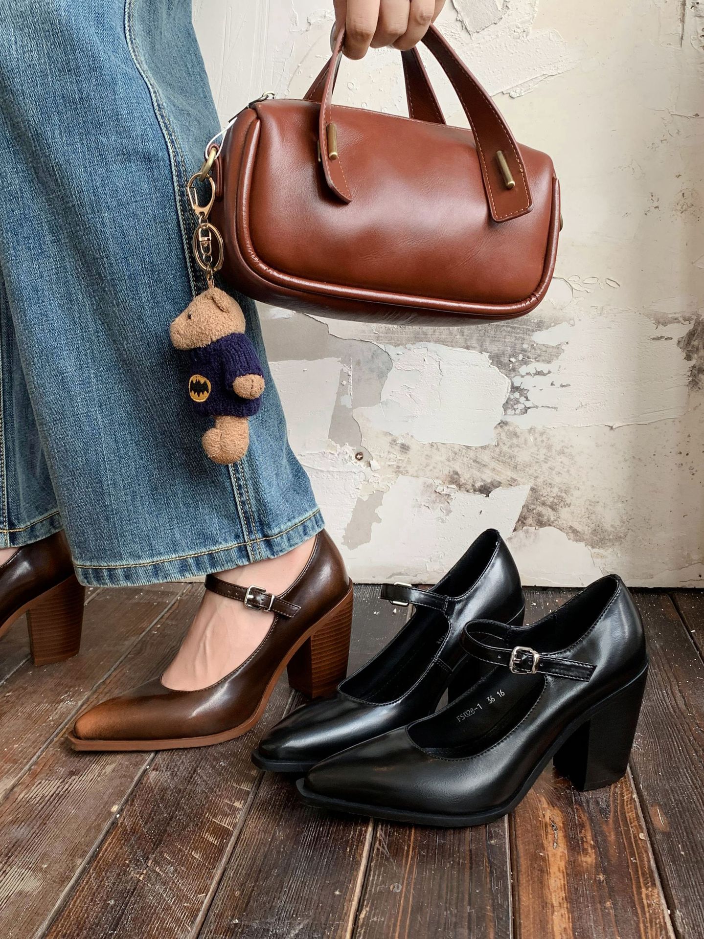 CHIKO Bogart Pointy Toe Chunky Heels Mary Jane Shoes