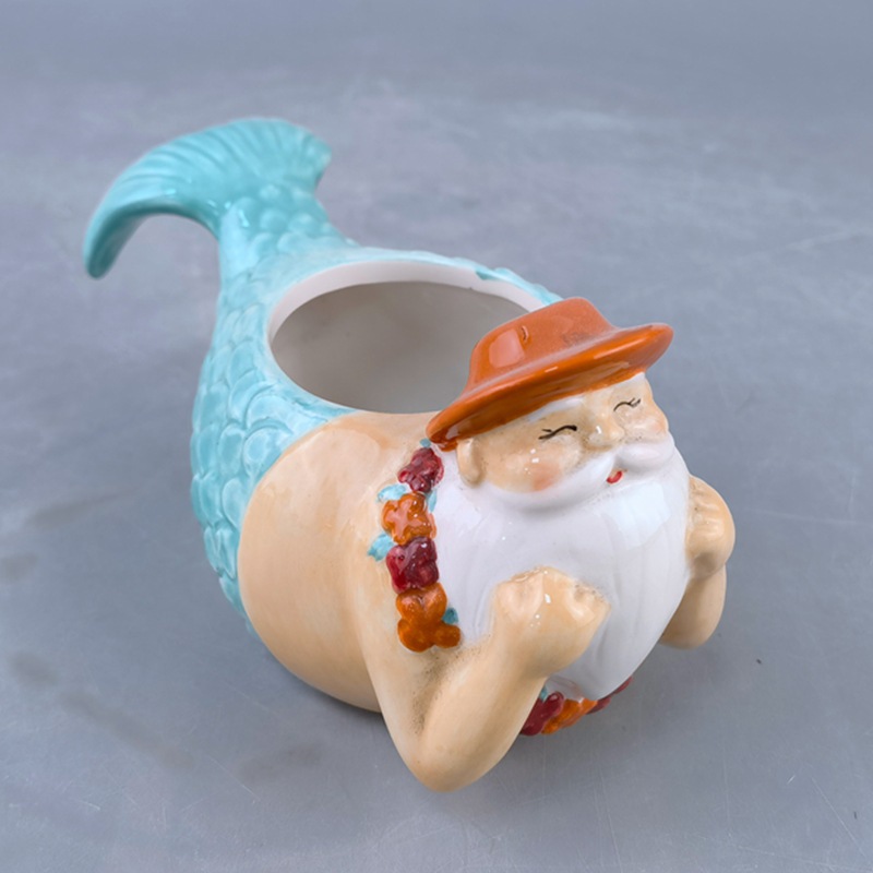 Dibujos animados creativos sirena cerámica carnosa maceta estilo animal lindo oso pequeño elefante mesa sirena decoración de maceta