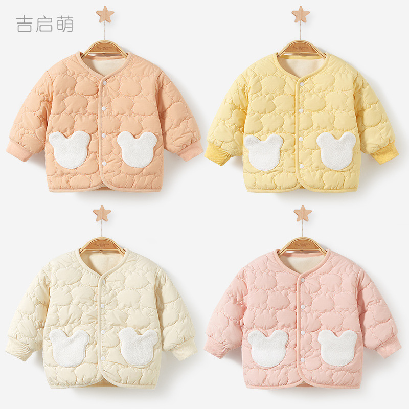 Abrigo infantil otoño e invierno Bebé forrado de lana abrigo de algodón acolchado niñas niños cálido cardigan Top ropa bebé ropa de invierno image 2