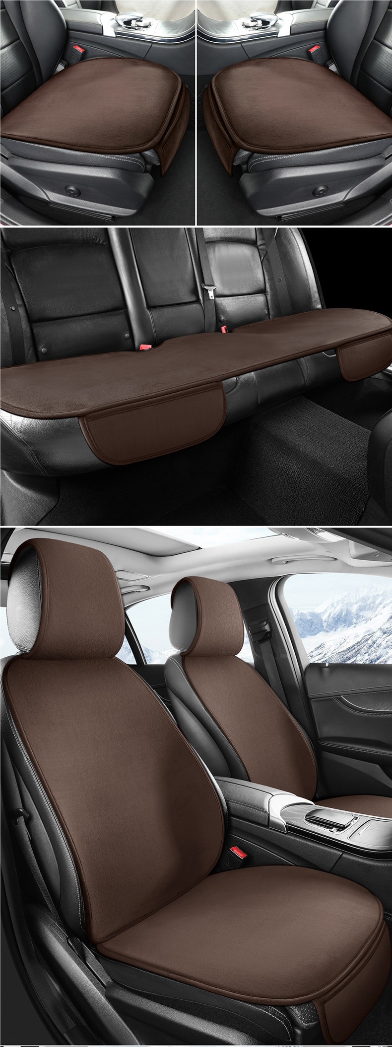Winter Car Seat Cushion Set, Warm Short Plush Three-Piece Set, Small Car Cushion, Single-Piece Plush Cushion, Winter Rear Seat Cushion