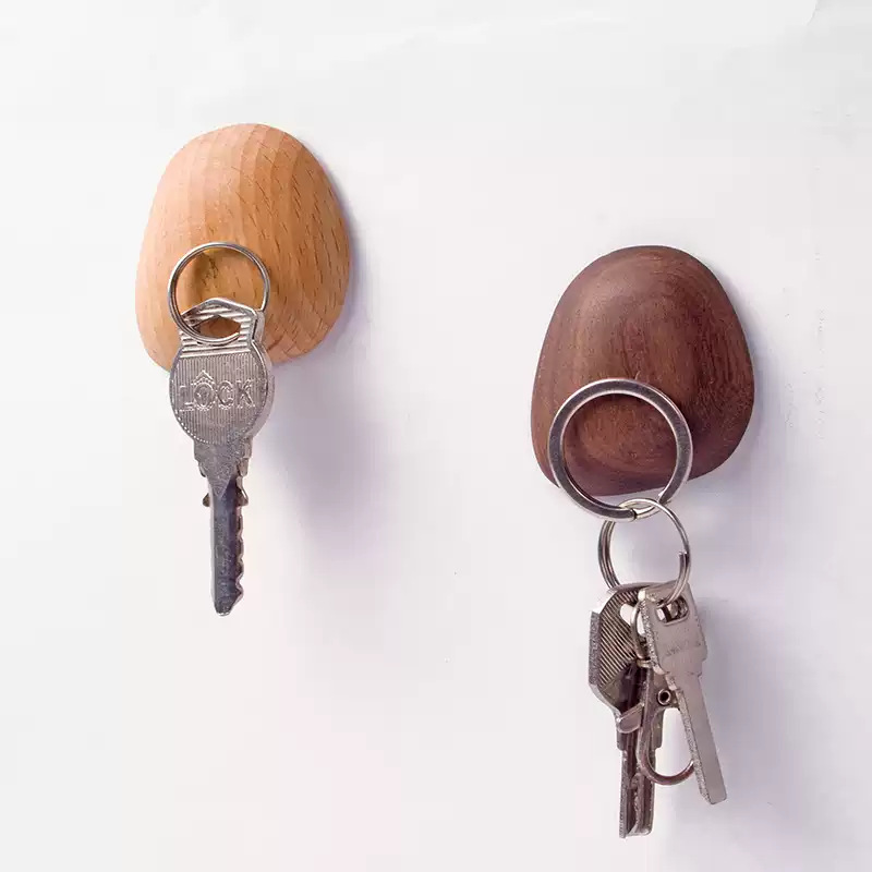 Key Hook Walnut Wood Key Storage Creative Foyer Storage Rack Change Note Decorative Wall Sticker Hook