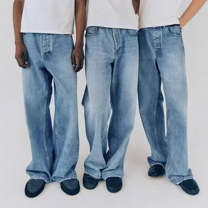 Vujade 009 Steve American Washed Blue Jeans Casual Loose All-match Straight Pants kenijima Vujade 009 Steve American Washed Blue Jeans Casual Loose All-match Straight Pants kenijima