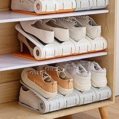 二重の靴棚は靴の収納の神器を置いて、靴箱の靴棚の省スペース層の仕切り板の靴のブラケットを調節できます。