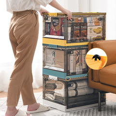 Large plastic folding storage box with lid books books transparent toy pulley organizer book box storage box