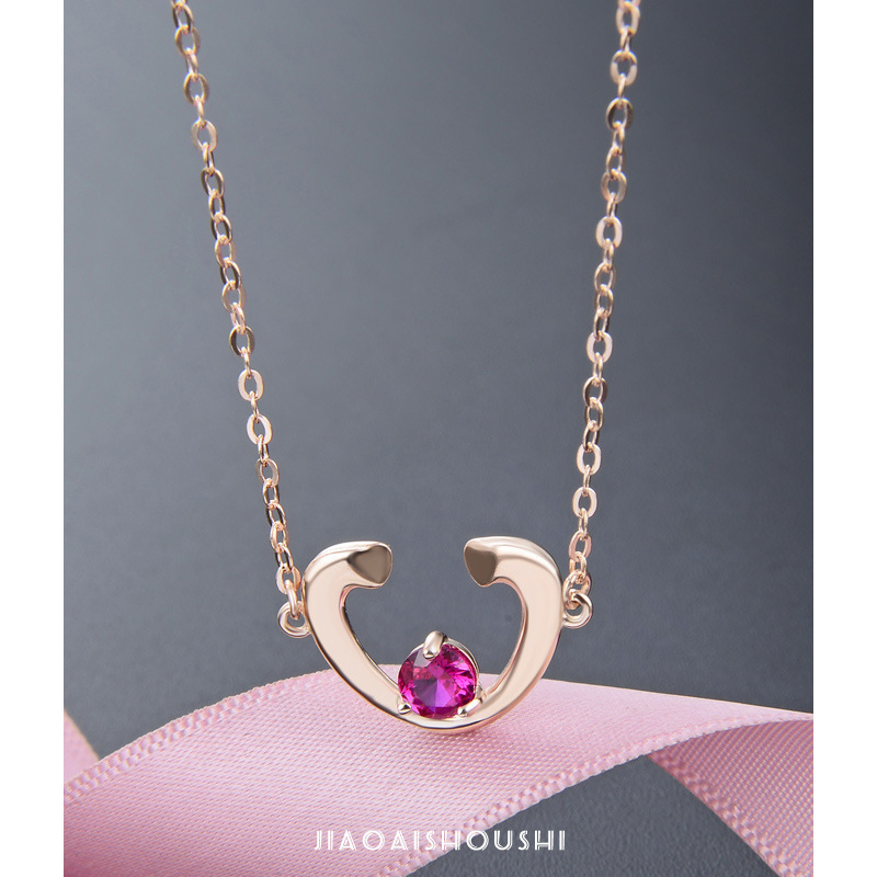 S925 plata esterlina simplista collar de amor femenino coreano de piedra creativa cadena de clavícula suministro al por mayor un agente