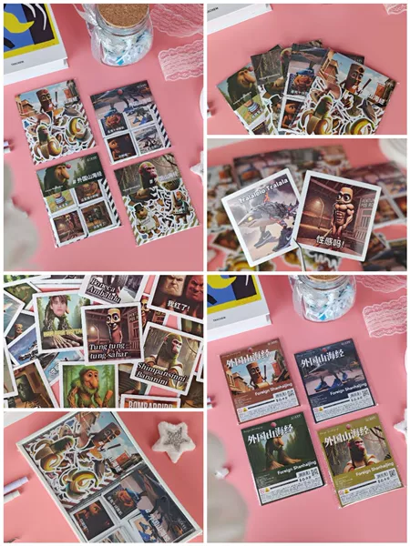 Foreign mountain and sea scripture stickers in box (24 packs)