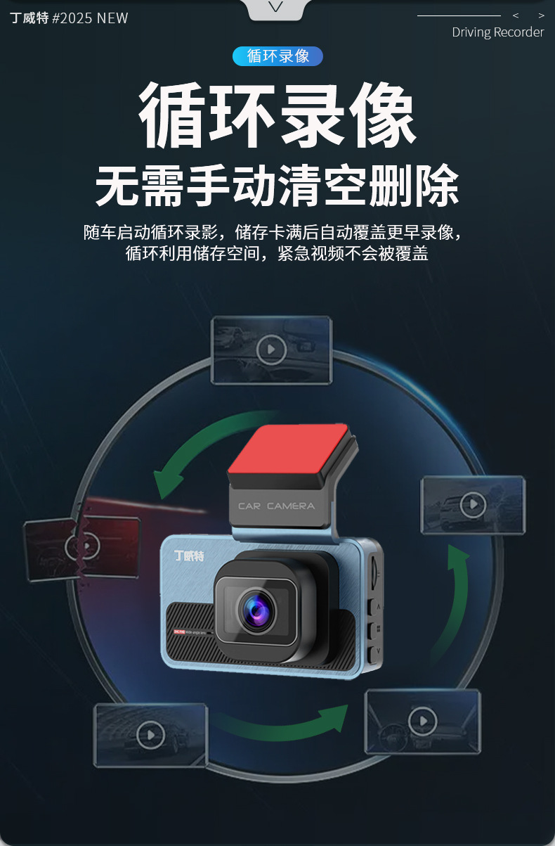 Dingweite Dash Cam 4K Ultra Hd 2026 New Model Front and Rear Dual Camera No-Wiring Installation 360-Degree Panorama