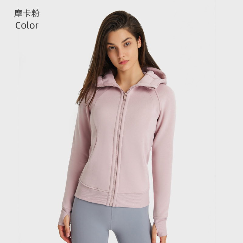 SCA新款加厚保暖连帽外套女户外健身卫衣瑜伽服夹克运动上衣DJ028|undefined