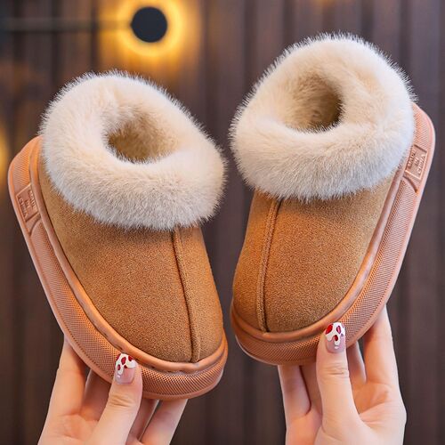 Children's snow boots, cotton shoes, cotton slippers, bags and heels, autumn and winter new style indoor and outdoor fluffy shoes for small, medium and small children