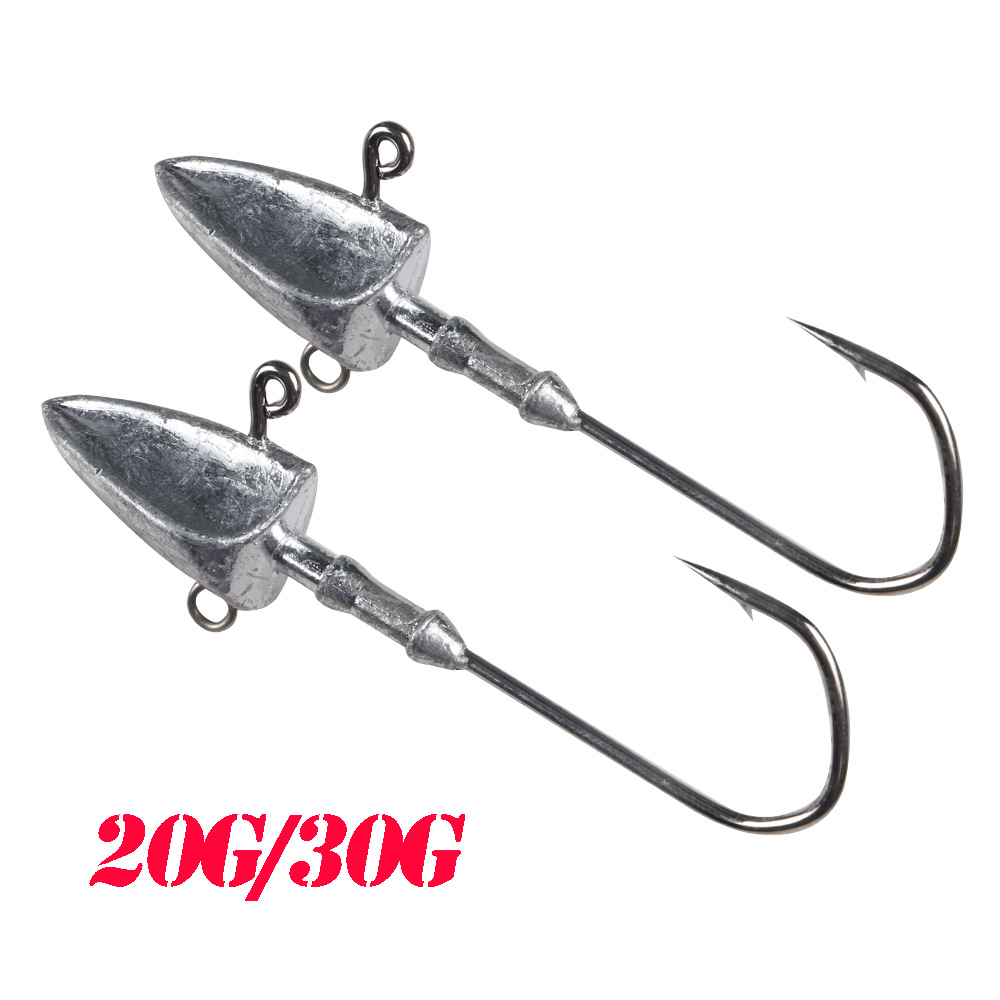 10g-30g鋒利三角形鉛頭鈎 原鉛魚鈎防掛底曲柄鈎 軟餌路亞鈎海鈎