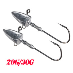 10g-30g鋒利三角形鉛頭鈎 原鉛魚鈎防掛底曲柄鈎 軟餌路亞鈎海鈎