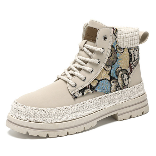 Men's Loose-Fitting Casual Stylish Trendy Work Boots High-Top Men's Martin Boots Western Personality
