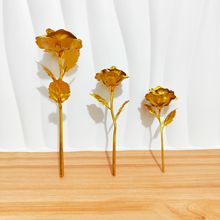 跨境大中小号金箔玫瑰花永生花仿真花束七夕情人节礼物家居摆件