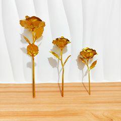 国境を越えた大、中、小の金箔バラ、永遠の花、模擬花束、中国のバレンタインデーのギフト、家の装飾