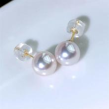 天然海水珍珠耳钉AKOYA海水珍珠日本珠耳饰品18k金气质女耳环正圆