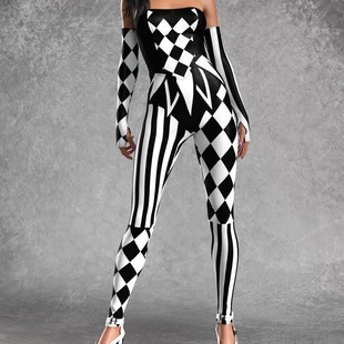 European and American New Halloween New Stripesd Bodysuit 3D Digital Printing Adult Cos One-Piece Cosplay Costume